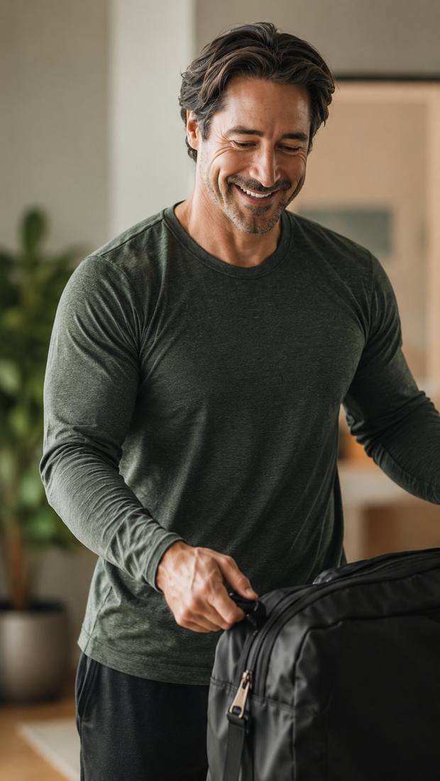 Packing a gym bag with a smile